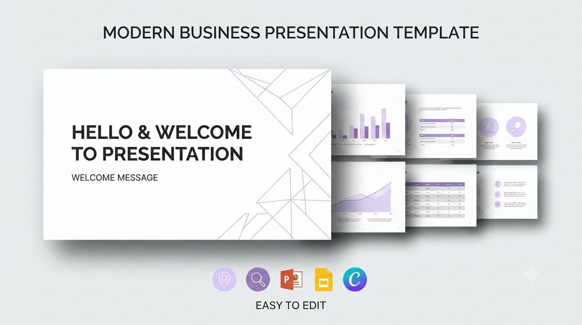 Minimalist Purple Infographic Presentation Deck