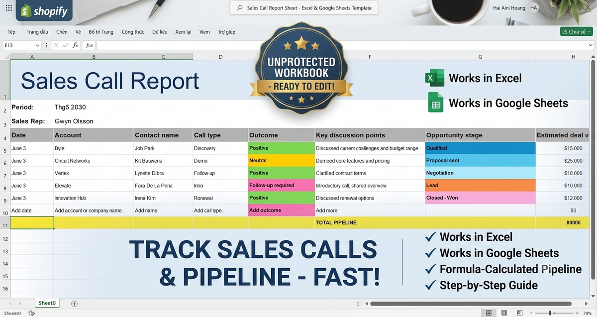 Professional Sales Call Report Tracker
