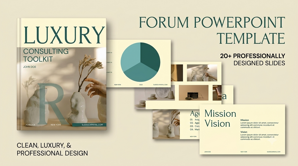 Premium Luxury Consulting Presentation Template - Minimalist Green & White Suite