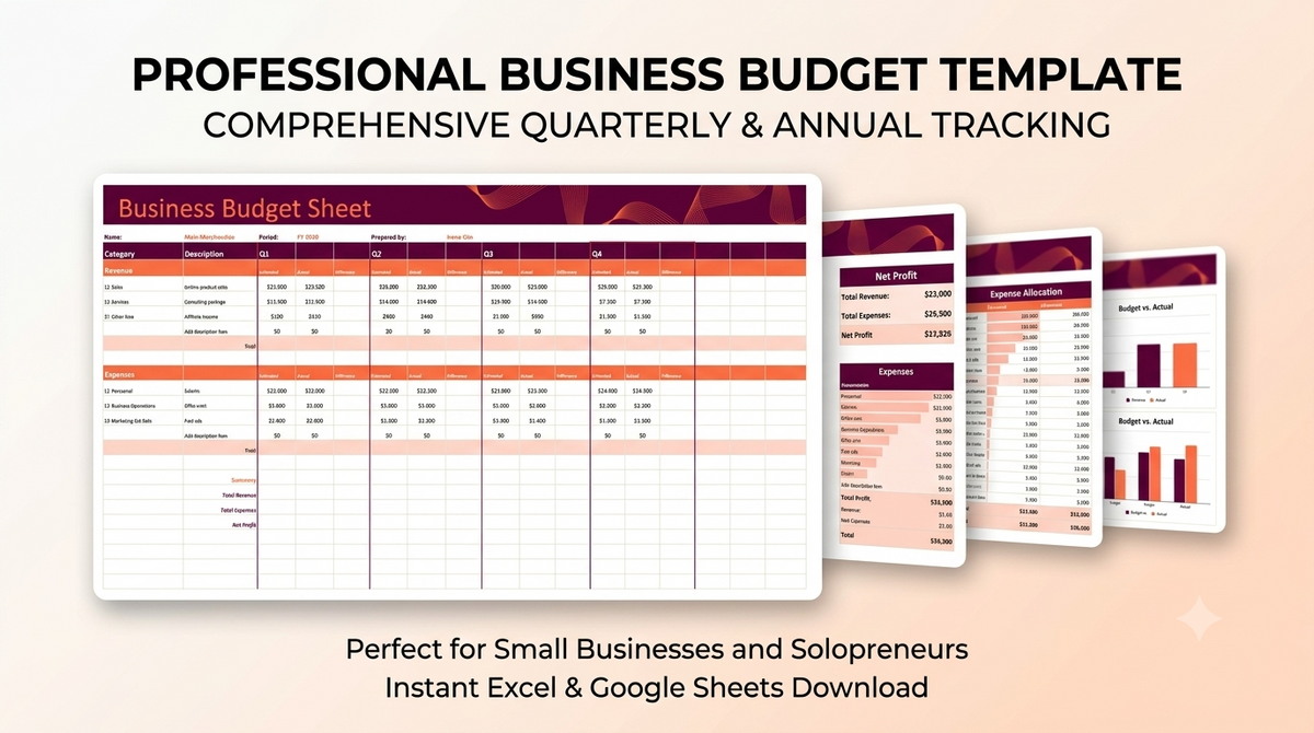 Professional Business Budget Management Spreadsheet