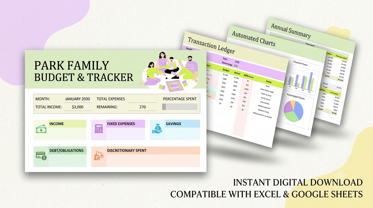 Stylish Household Budget Planner Spreadsheet