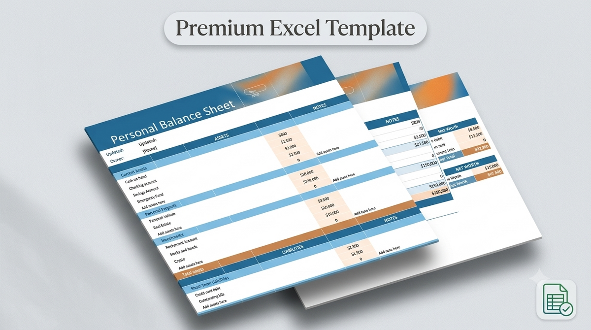 Sleek Personal Financial Balance Sheet