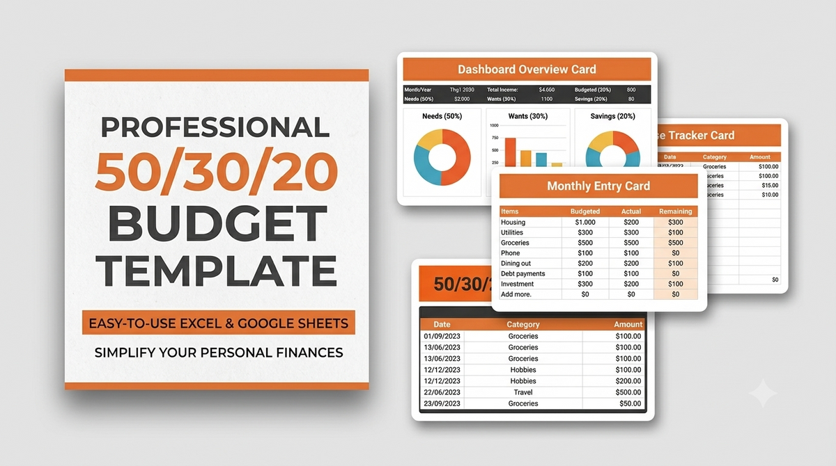50/30/20 Rule Personal Budget Spreadsheet