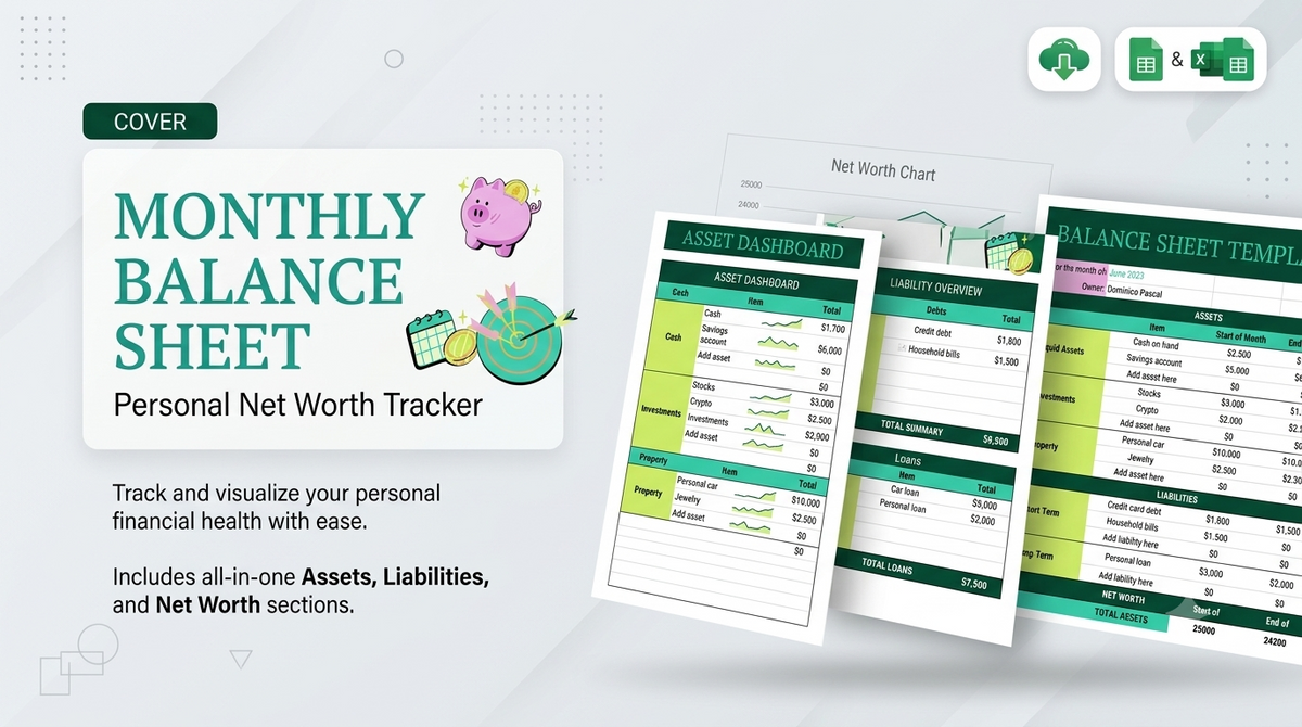 Vibrant Monthly Balance Sheet Template
