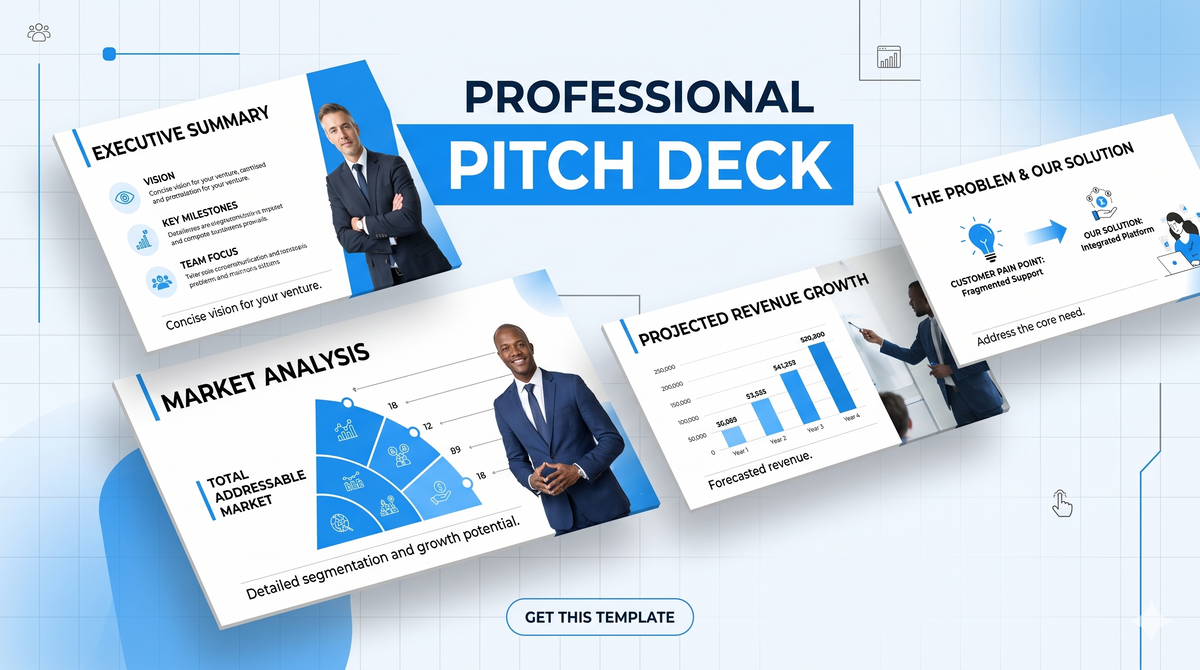 Modern Business Pitch Deck PowerPoint Template for Startups