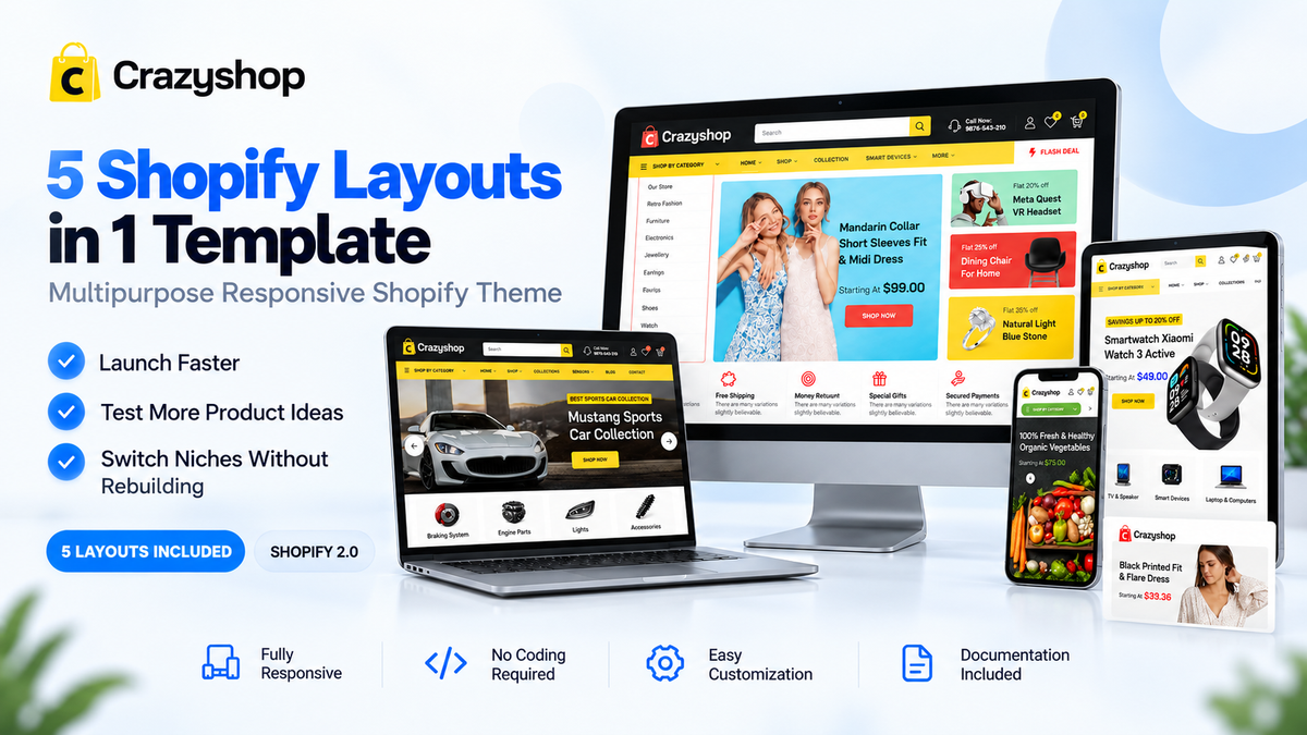 Multipurpose Shopify 2.0 Theme – Build, Customize, and Launch Faster