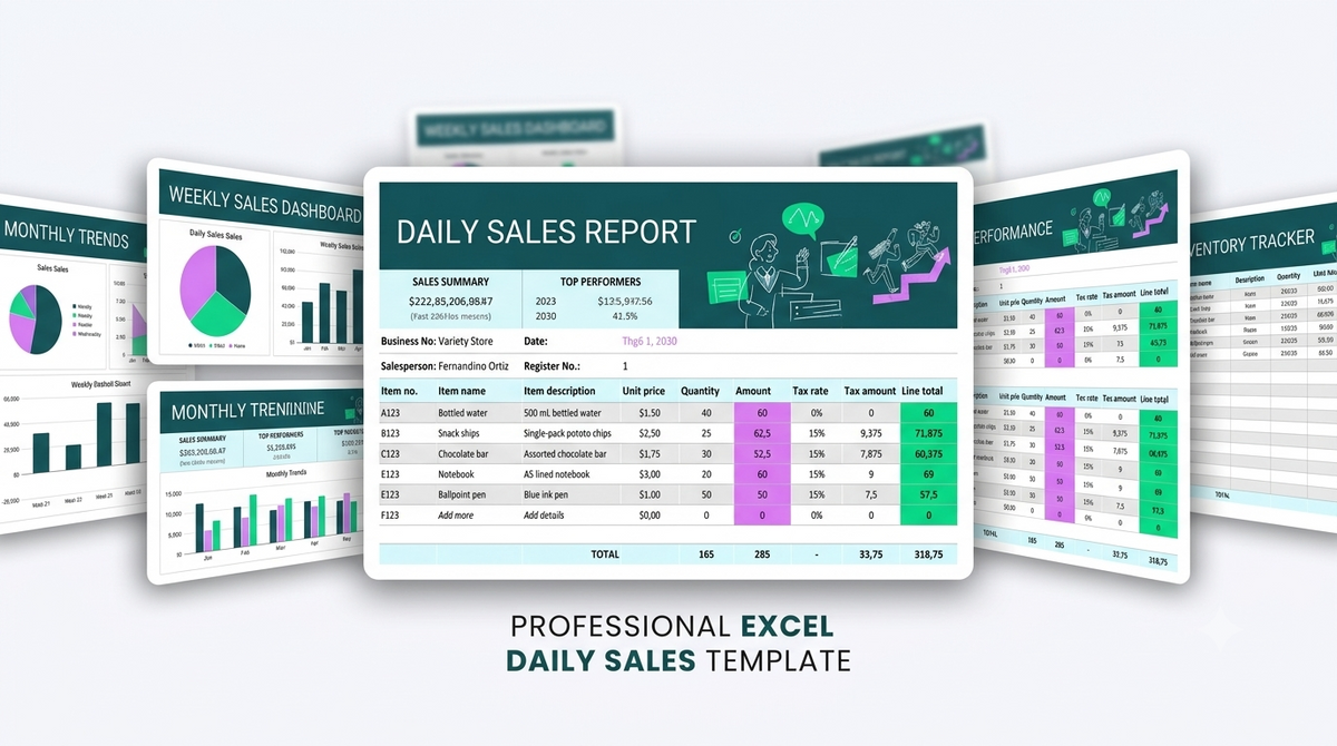 Dynamic Daily Sales Tracking Spreadsheet