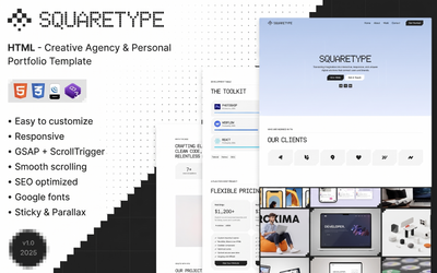 Squaretype - Premium Landing Page Template for Creative Agencies & Portfolios mobile preview