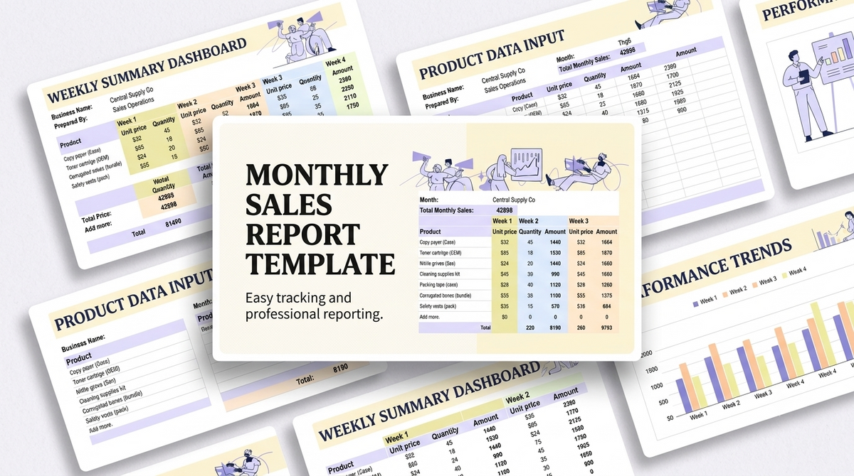 Colorful Monthly Sales Reporting Template