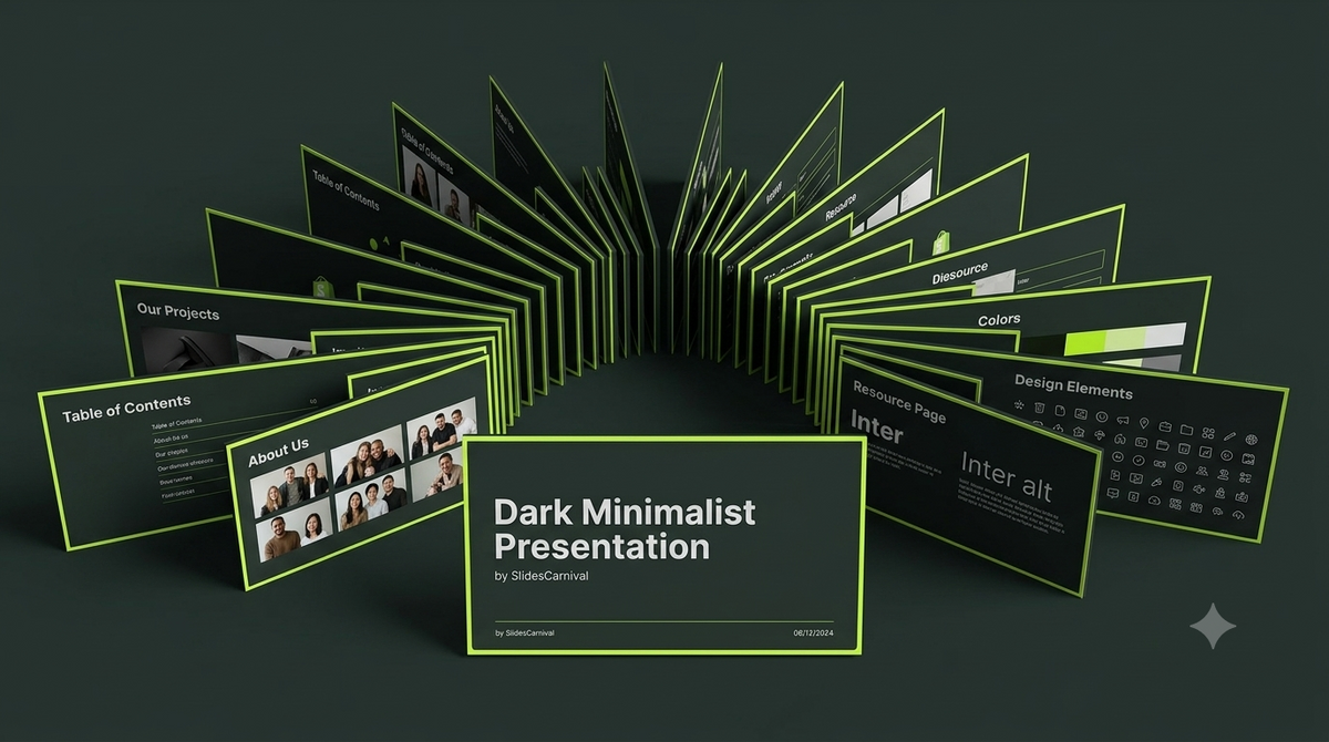 Green & Dark Minimalist Modern Business Slide Deck Powerpoint Template