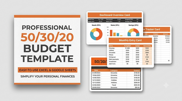 50/30/20 Rule Personal Budget Spreadsheet