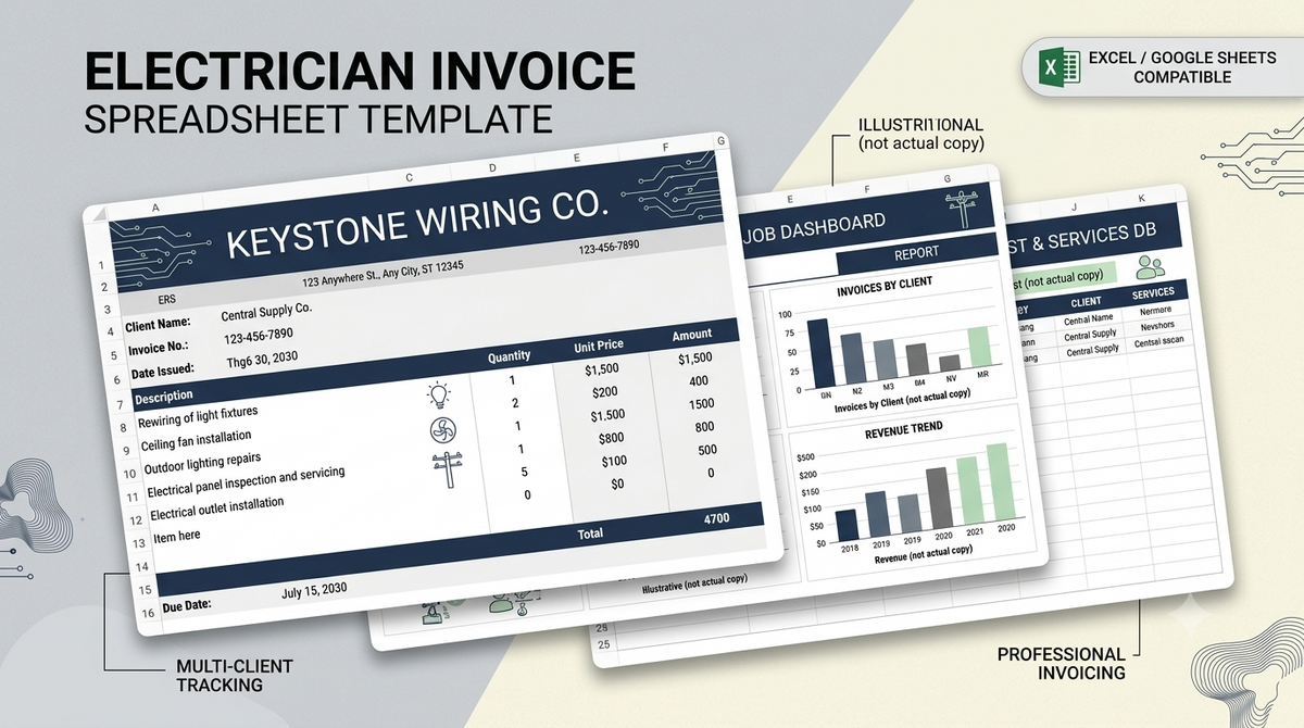 Modern Electrician Invoice Template
