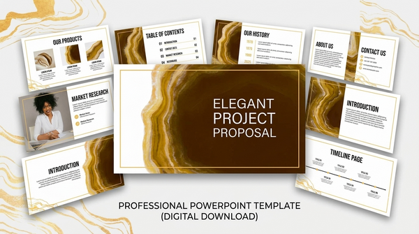 Premium White & Gold Project Proposal Template - Minimalist Business Presentation