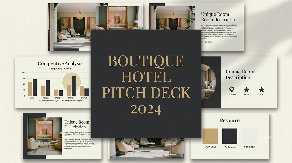 Beige & Gold Boutique Hotel Pitch Deck Template - Premium Hospitality Presentation