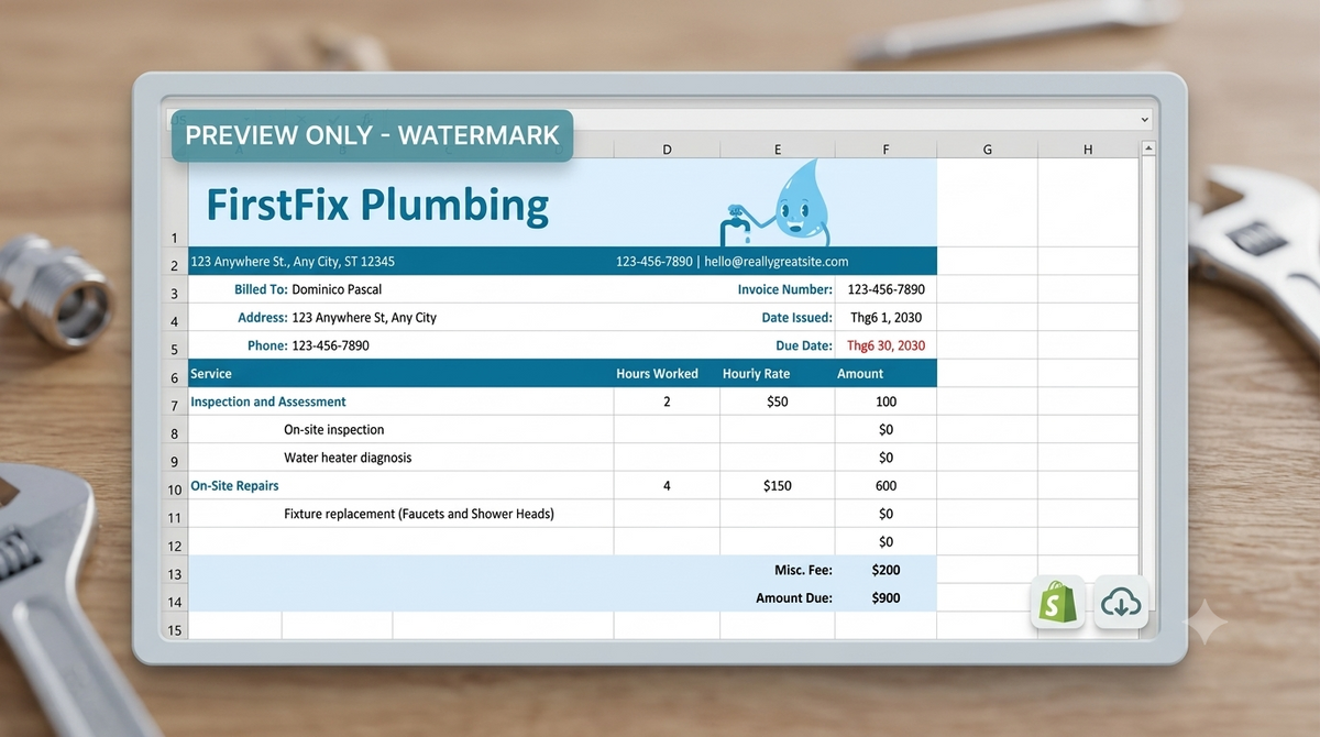 Professional Hourly Invoice Sheet