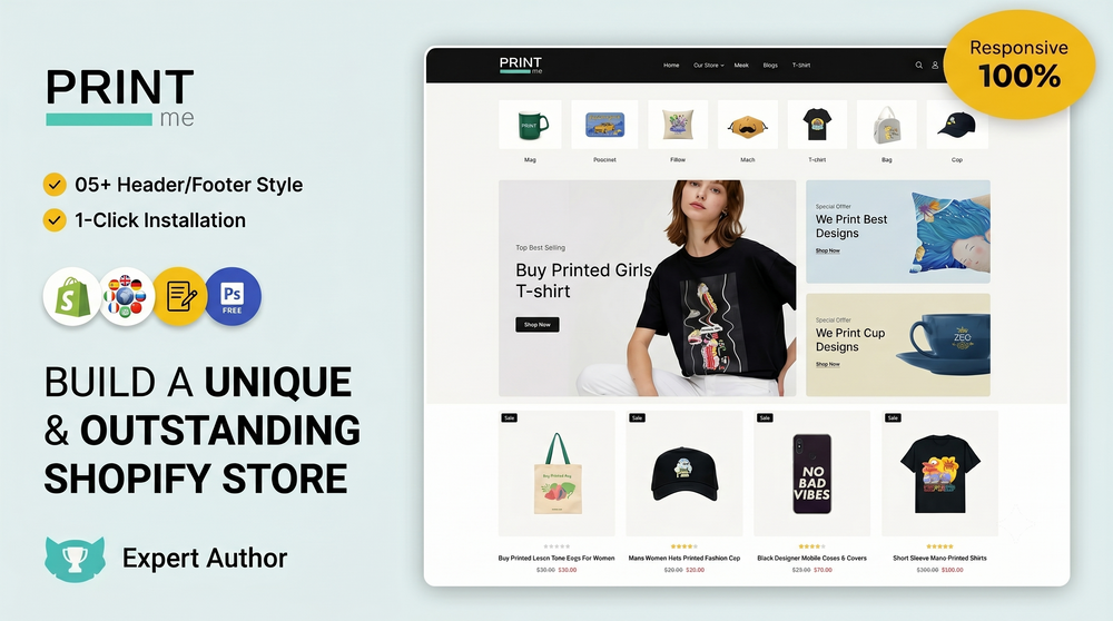 Printme – Clean Multipurpose Shopify Theme for POD Businesses live preview