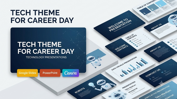 Tech-Focused Career Day Presentation Template: Sleek Black and Blue Design
