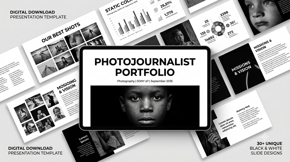 Professional Minimalist Photojournalist Portfolio Deck
