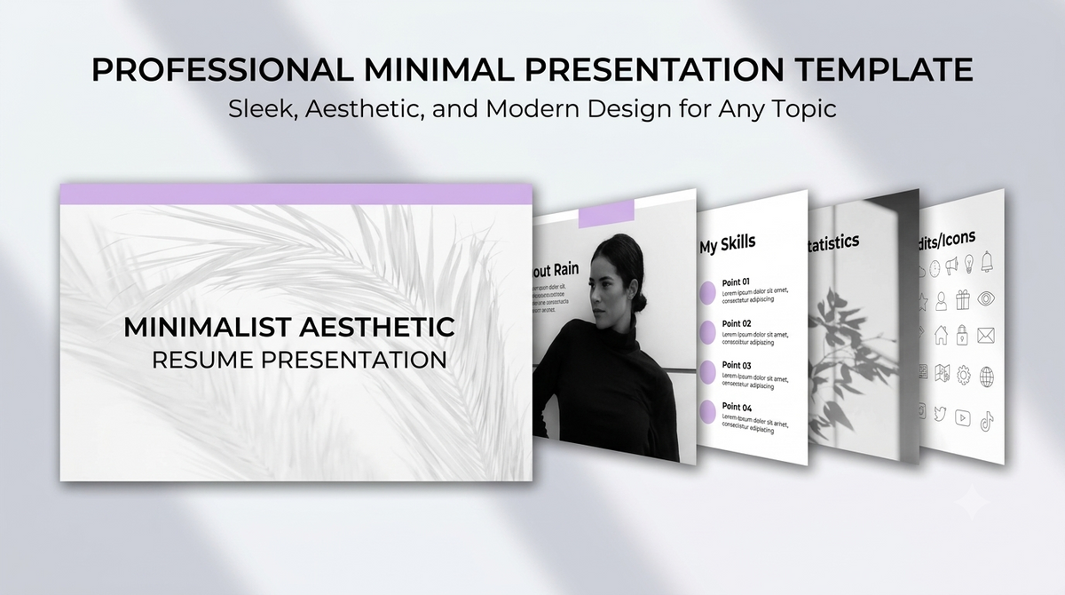 Sleek Minimalist Grey Resume Presentation Deck