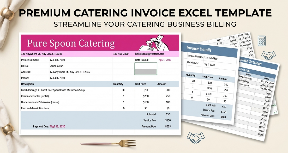 Elegant Catering Invoice Template Google Sheets