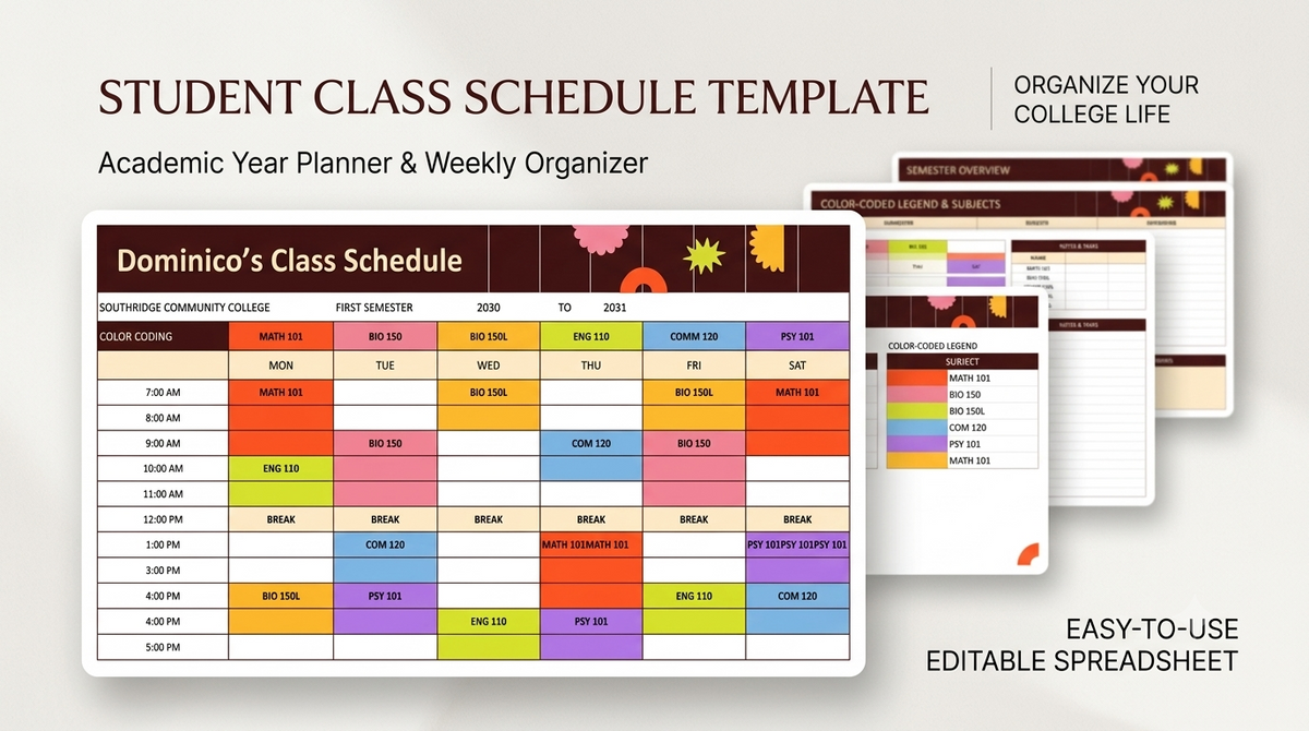 Vibrant Class Schedule Planner