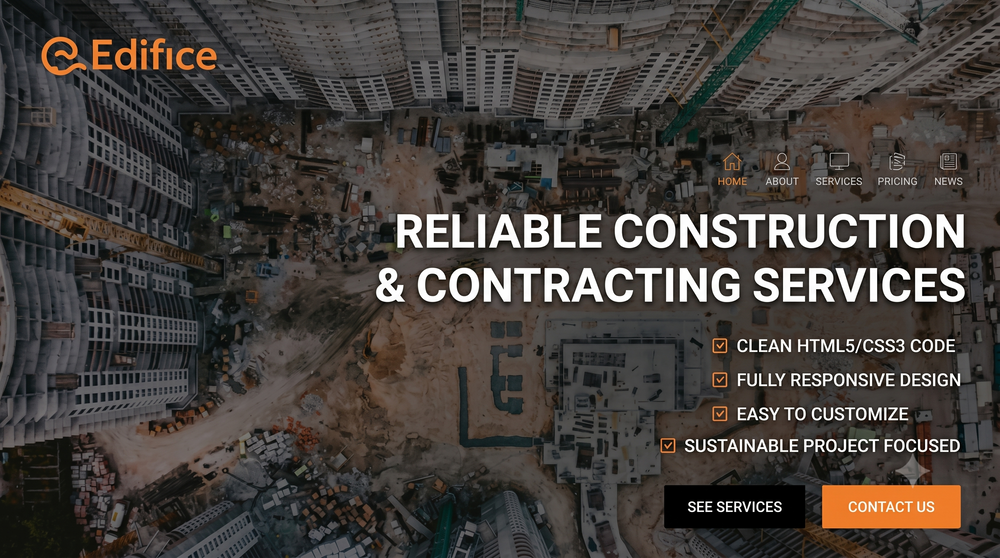 Edifice - Construction & Contracting HTML Landing Page live preview