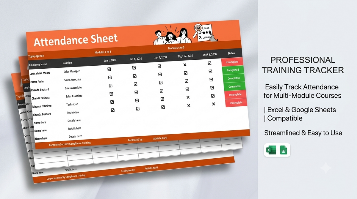 Professional Training Attendance Sheet