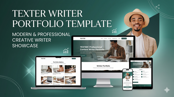 Texter - Minimalist Portfolio Landing Page For Writers
