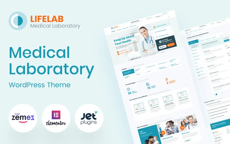 LifeLab - Medical Laboratory WordPress Theme for Diagnostic Testing Website
