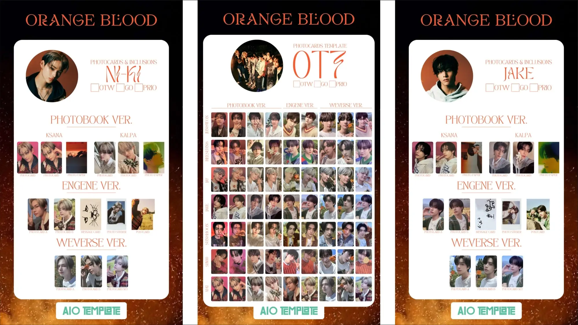 Enhypen Orange Blood Photocard Template