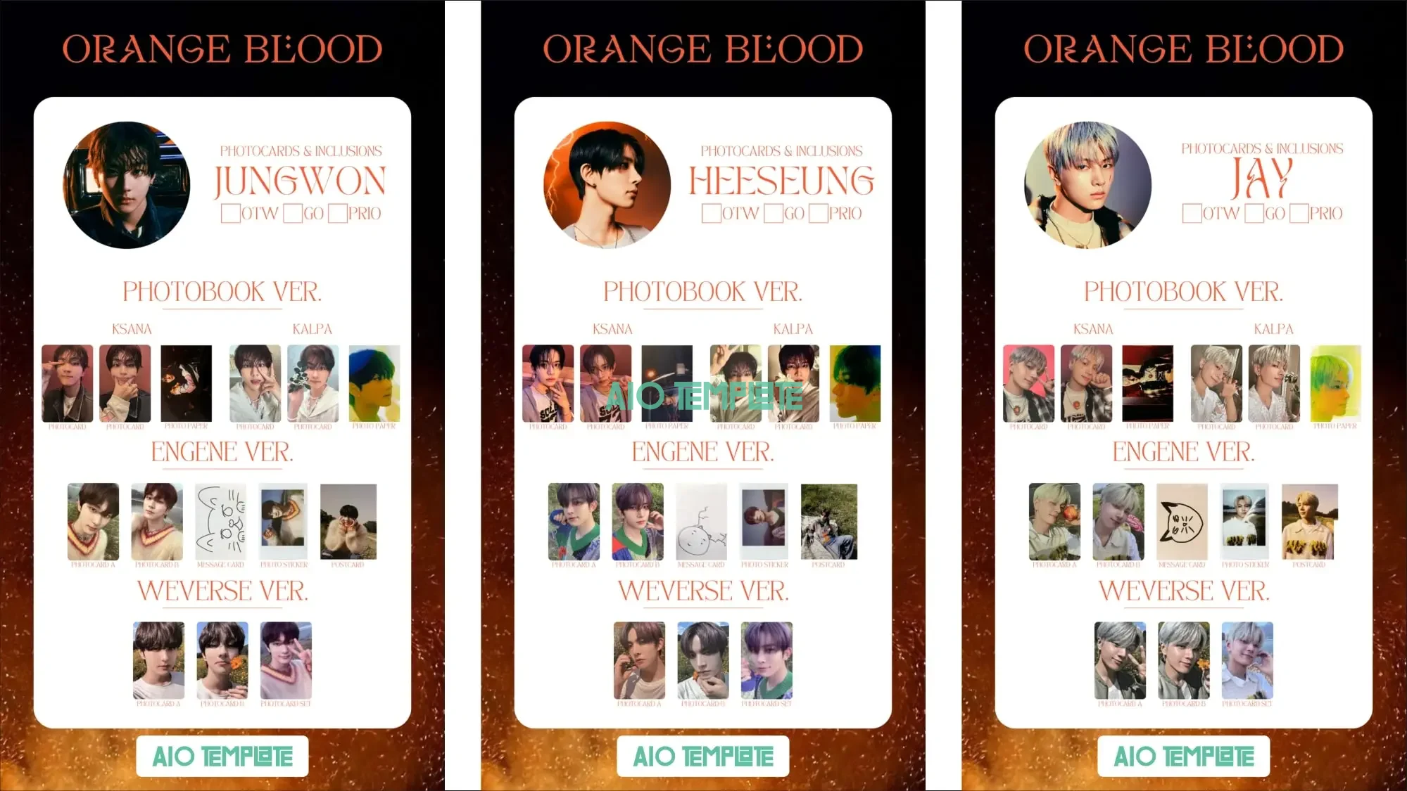 Enhypen Orange Blood Photocard Template