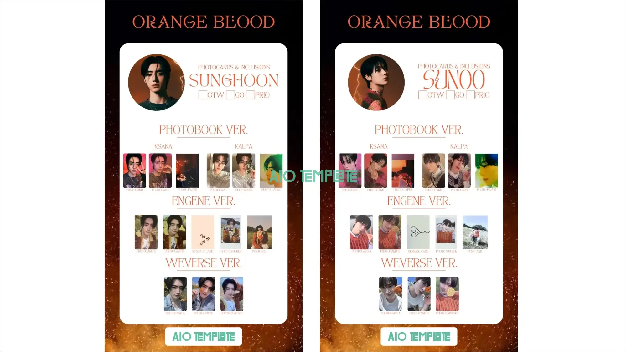 Enhypen Orange Blood Photocard Template