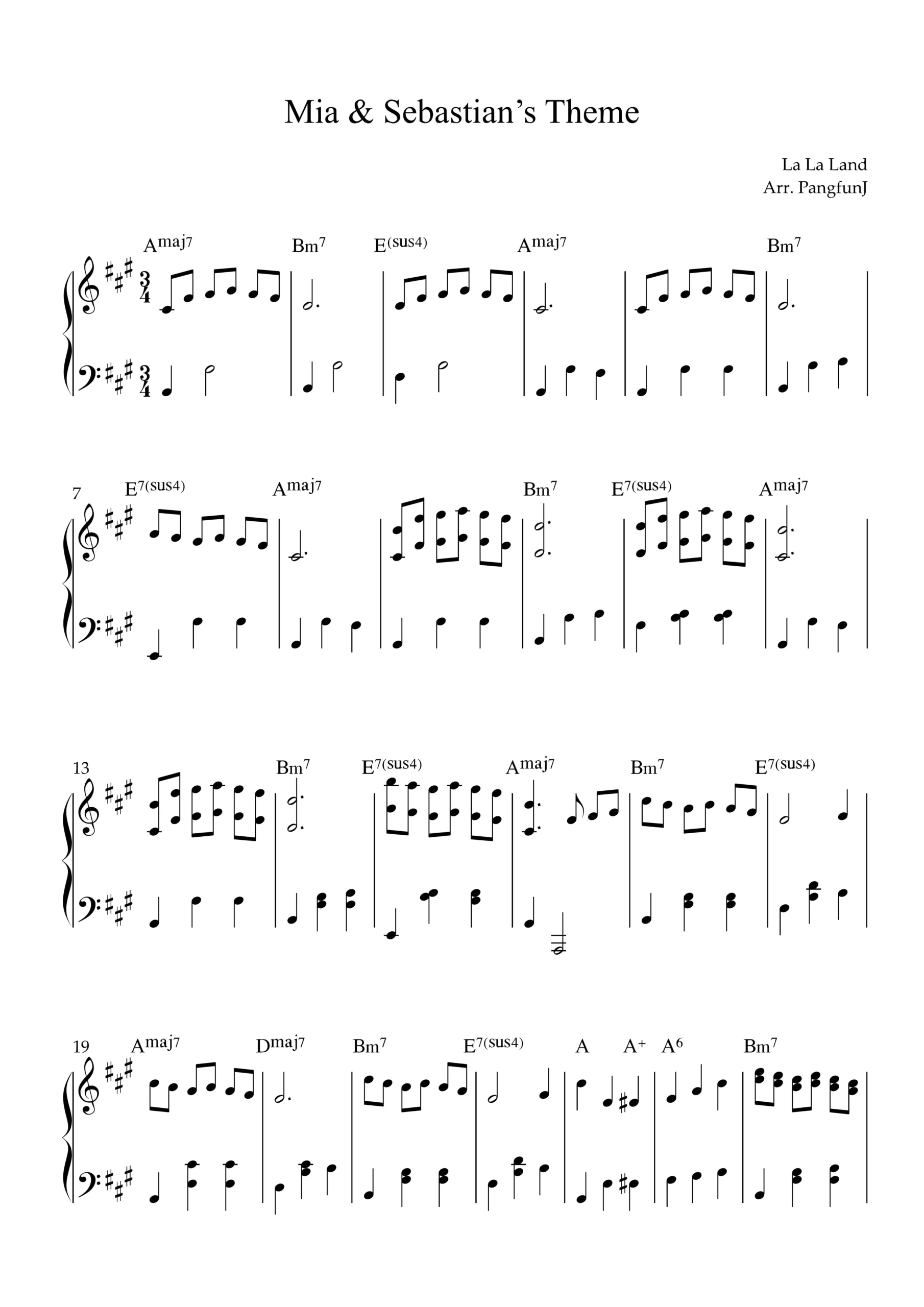 Mia And Sebastians Theme Piano Sheet Music